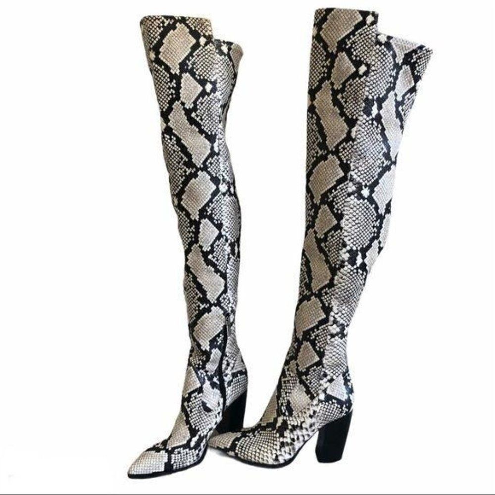 Vince Camuto Cottara Over the Knee Snakeskin Boots US 6 EU 36.5 - Picture 5 of 10